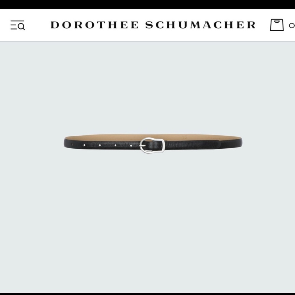 DOROTHEE SCHUMACHER Black Calfskin Embossed Leather Belt with Silver Buckle, 85